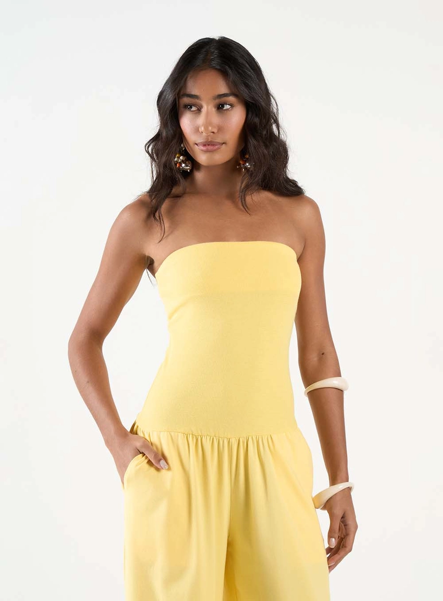 Macacão Comfort Tomara Que Caia Amarelo 2