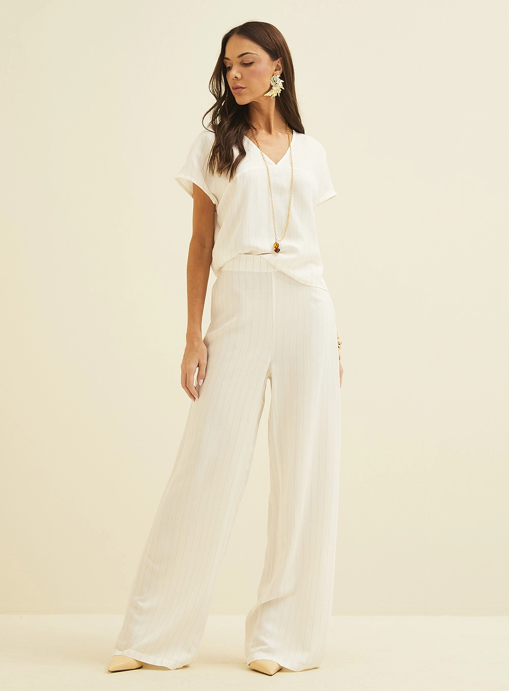Calça Listrada Metalizada Estampados 1