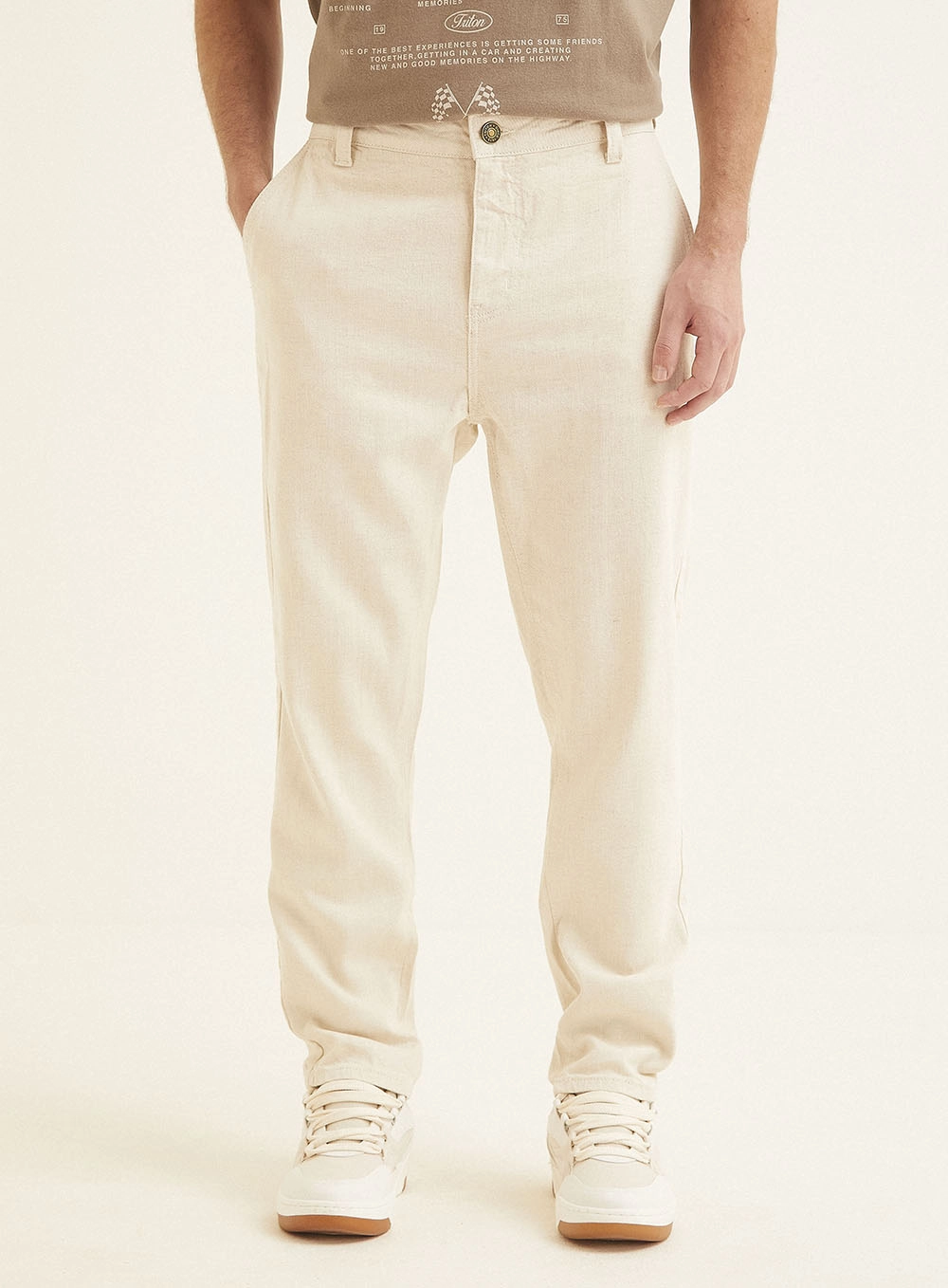 Calça Sarja Masculina Lucas Bege 2