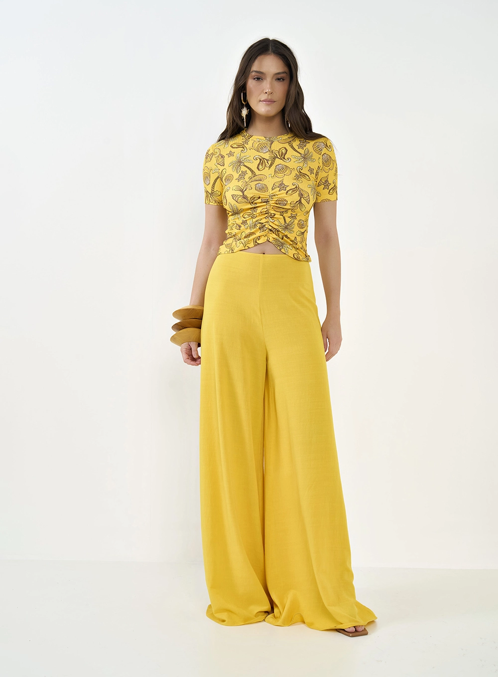 Blusa Slim Manga Curta Estampada Estampados