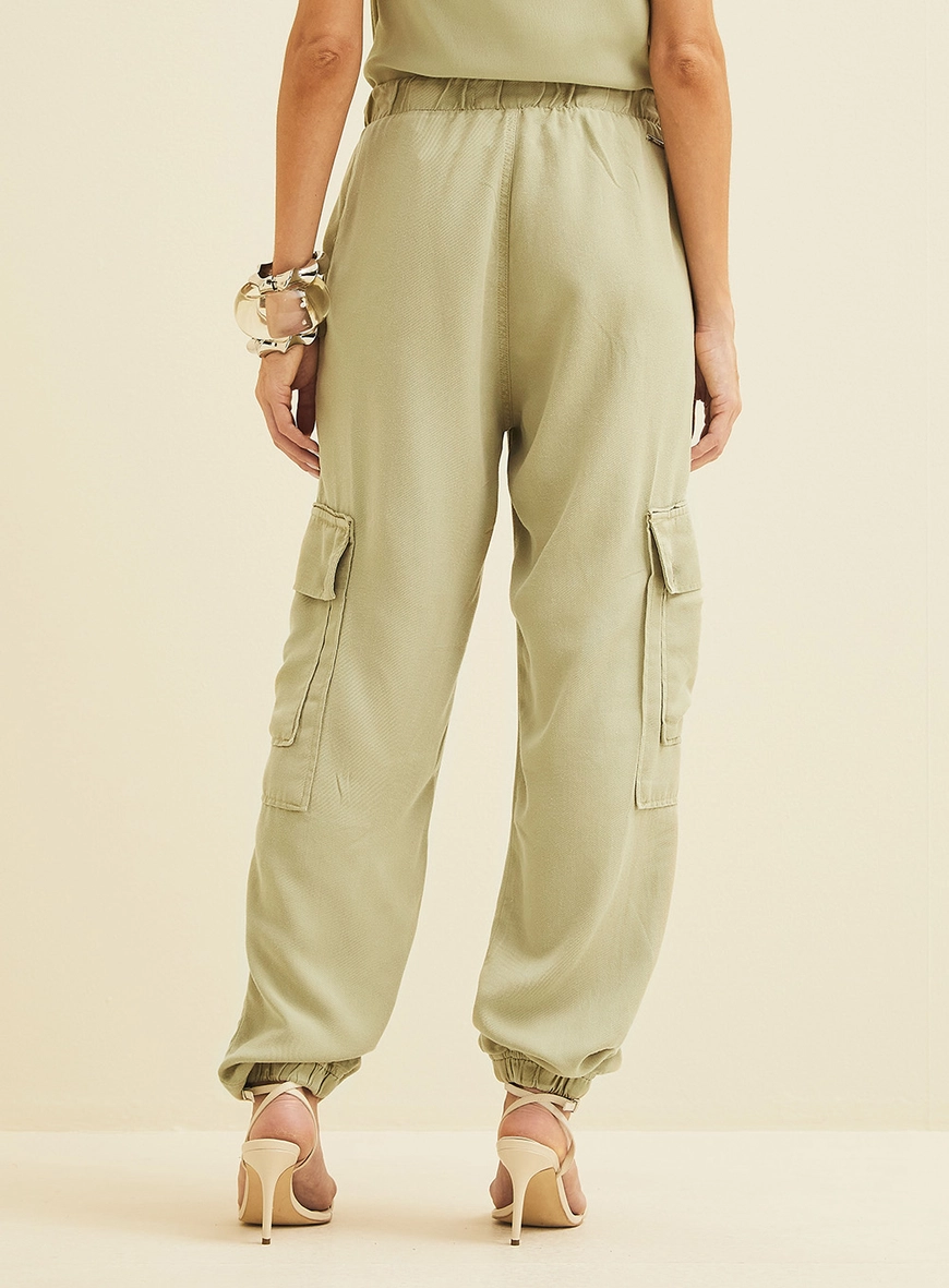 Calça Cargo Sarja Feminina Verde