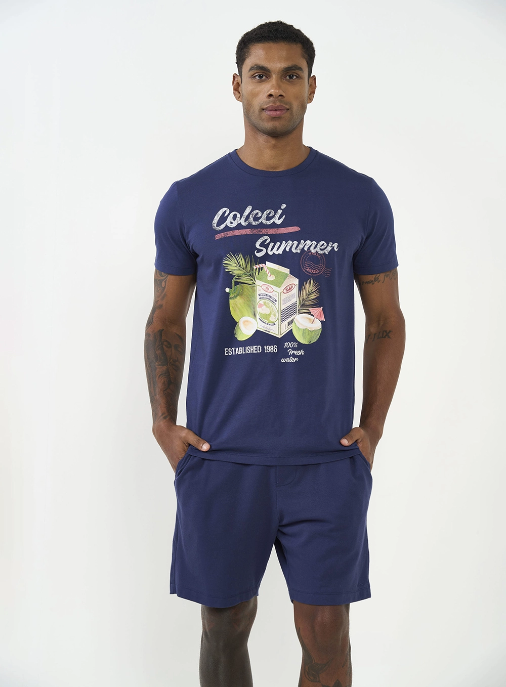 Camiseta Com Estampa Frontal Azul