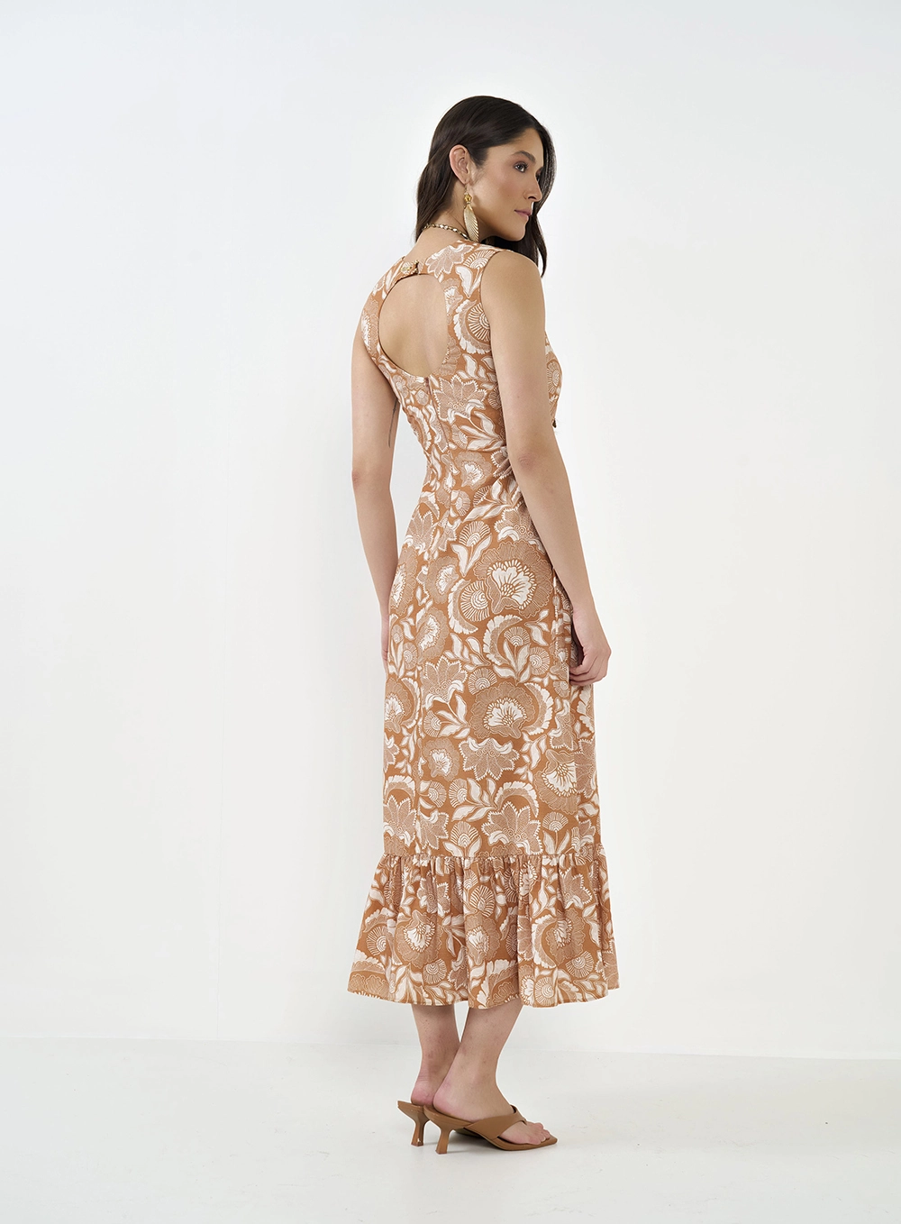 Vestido Midi Comfort Estampado Abertura Larteral Estampados