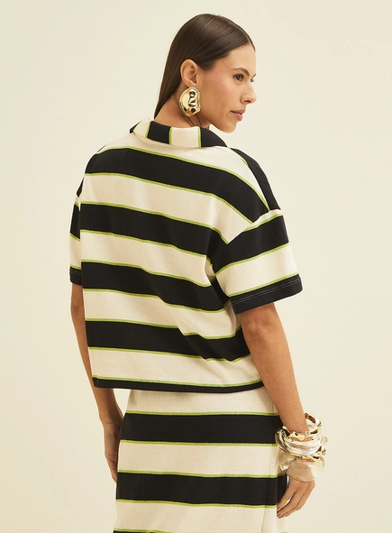 Polo Feminina Básica Listrada