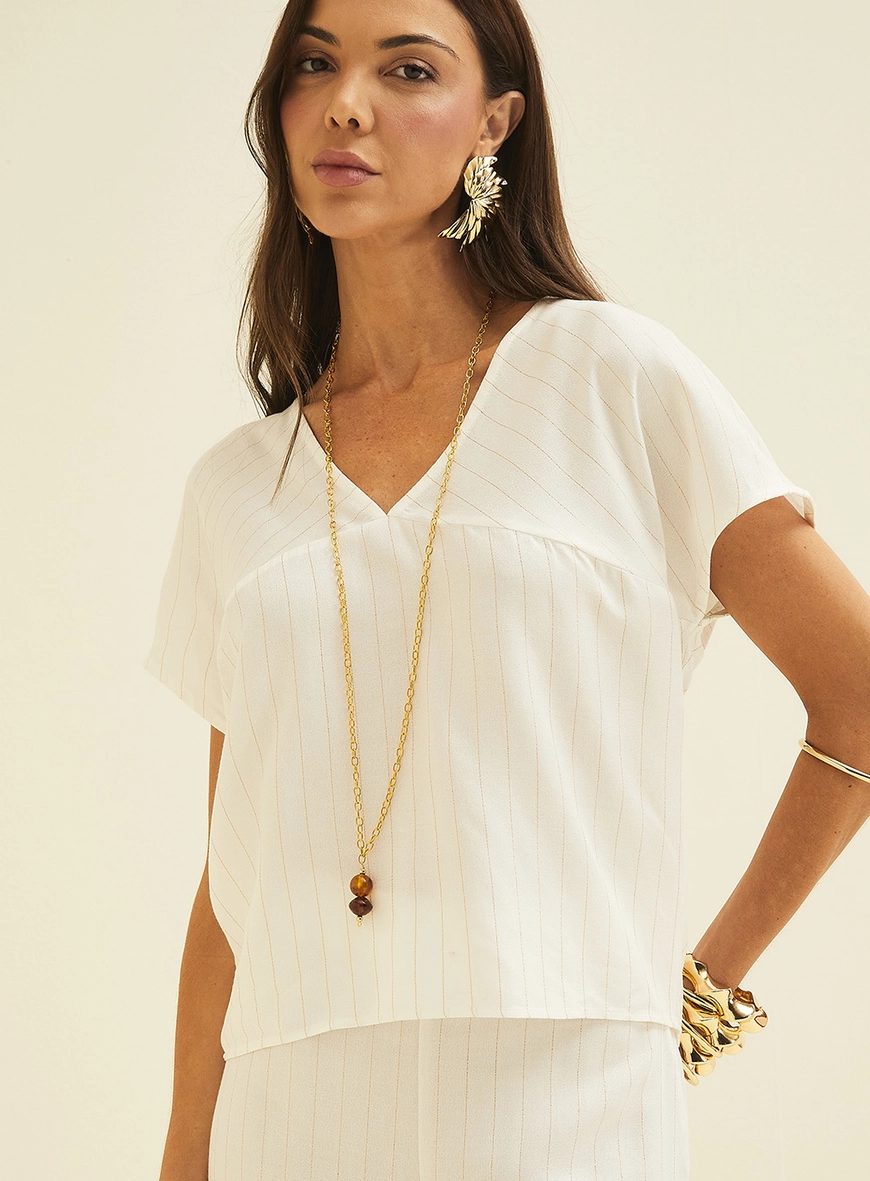 Blusa Listrada Metalizada Estampados 3