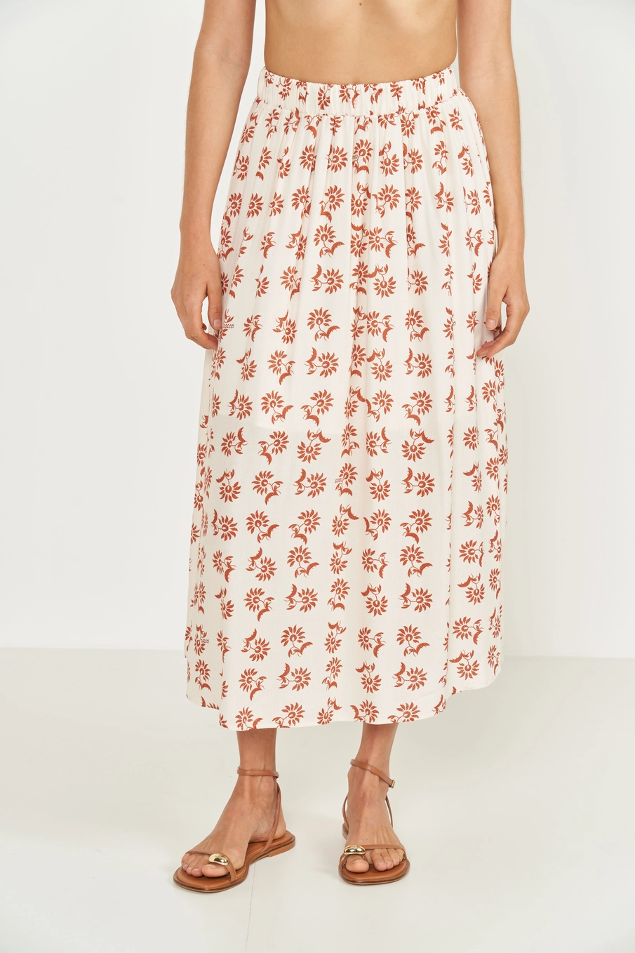 Saia Midi Estampada Ampla Estampados