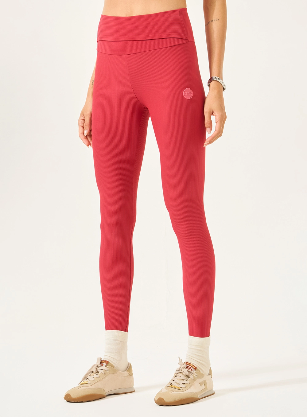 Calça Legging Perfect Fit Cós Com Sobreposição Vermelho