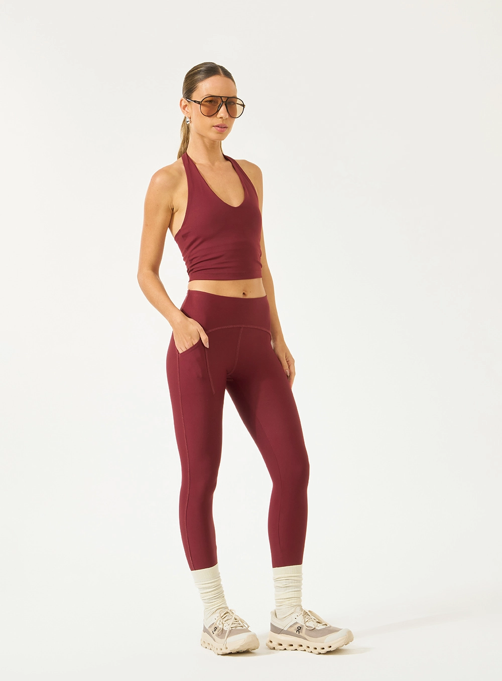 Calça Legging Perfect Fit Com Bolso Bordô