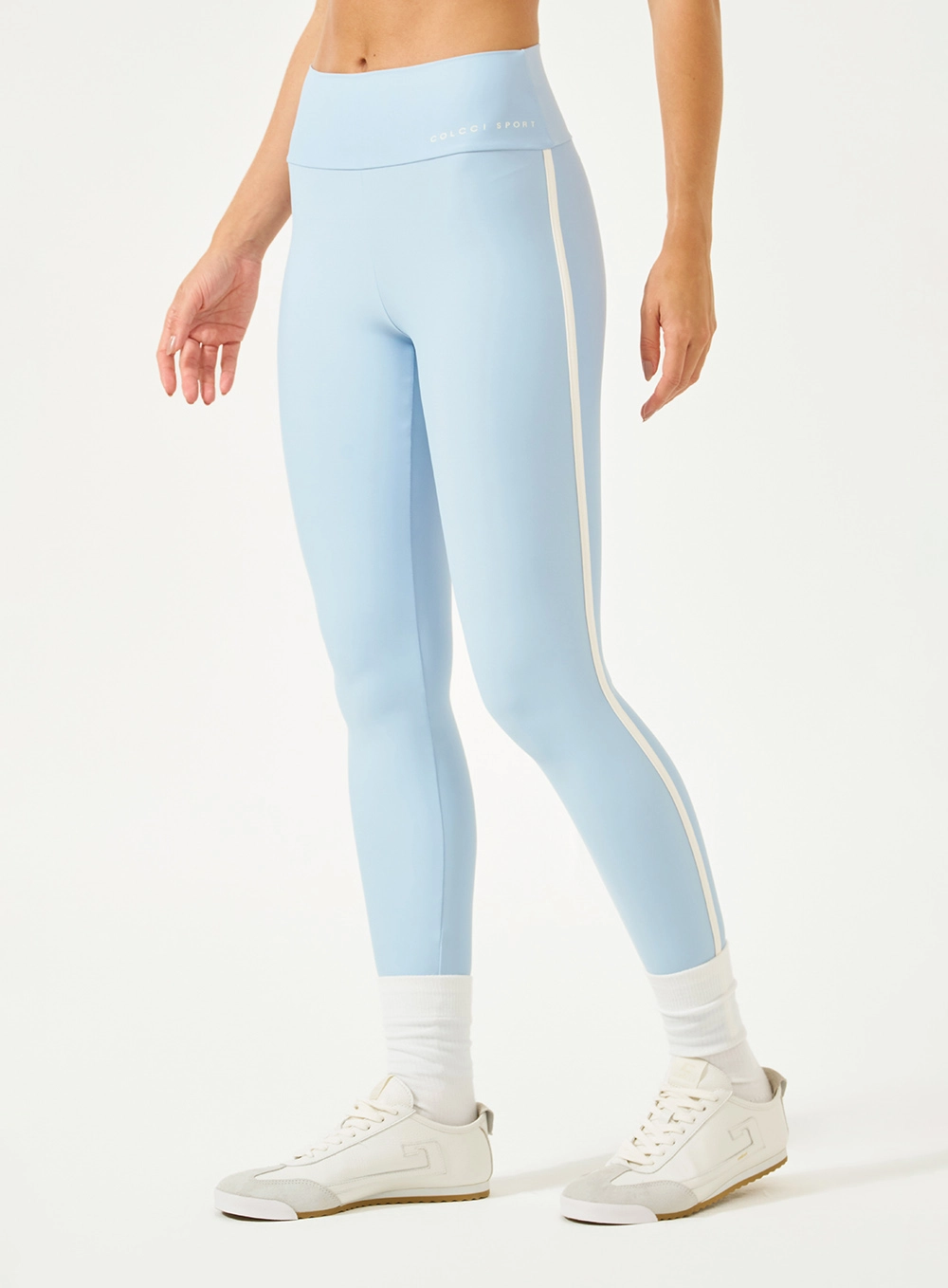 Calça Legging Perfect Fit Com Listra Lateral Azul