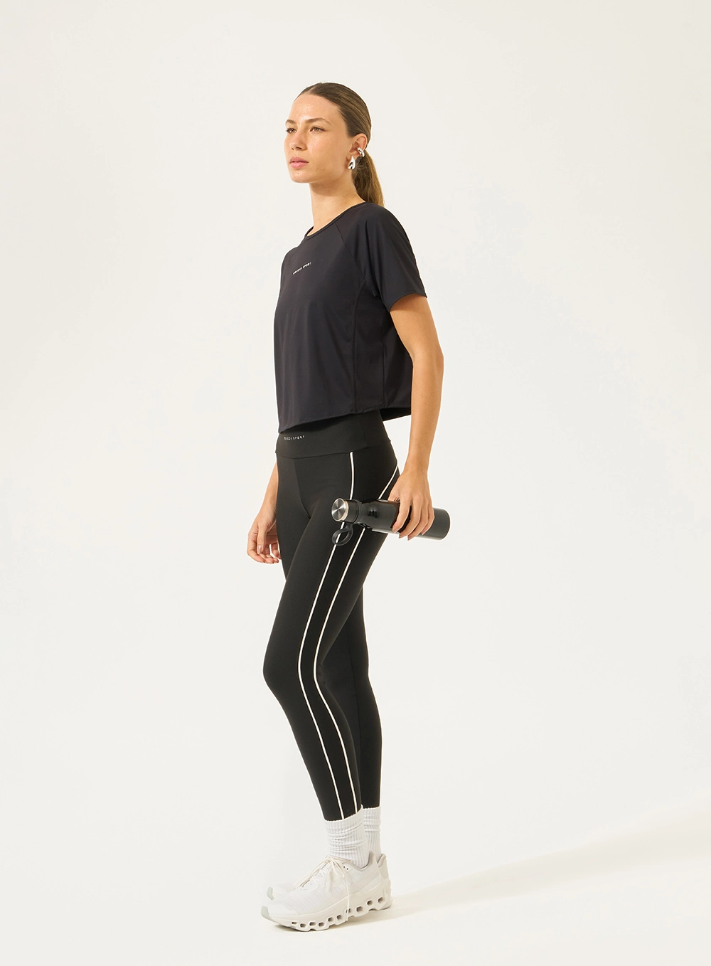 Calça Legging Perfect Fit Com Listras Laterais Preto