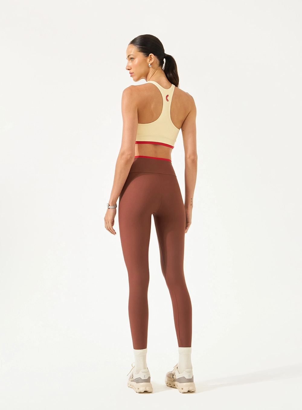 Calça Legging Perfect Fit Com Detalhe Elástico Marrom Marissa