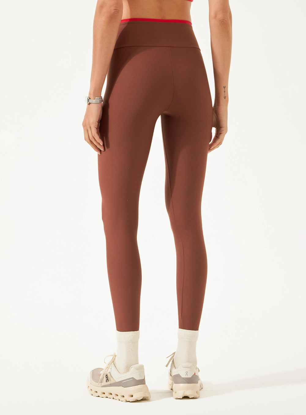 Calça Legging Perfect Fit Com Detalhe Elástico Marrom Marissa