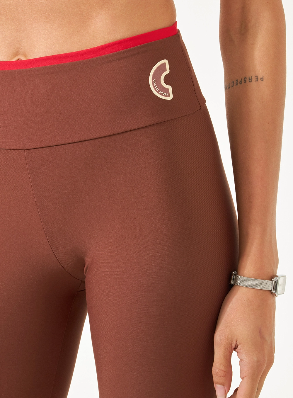 Calça Legging Perfect Fit Com Detalhe Elástico Marrom Marissa