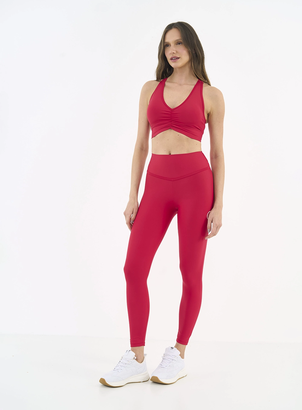 Calça Legging Perfect Fit Cós Com Bolso Vermelho
