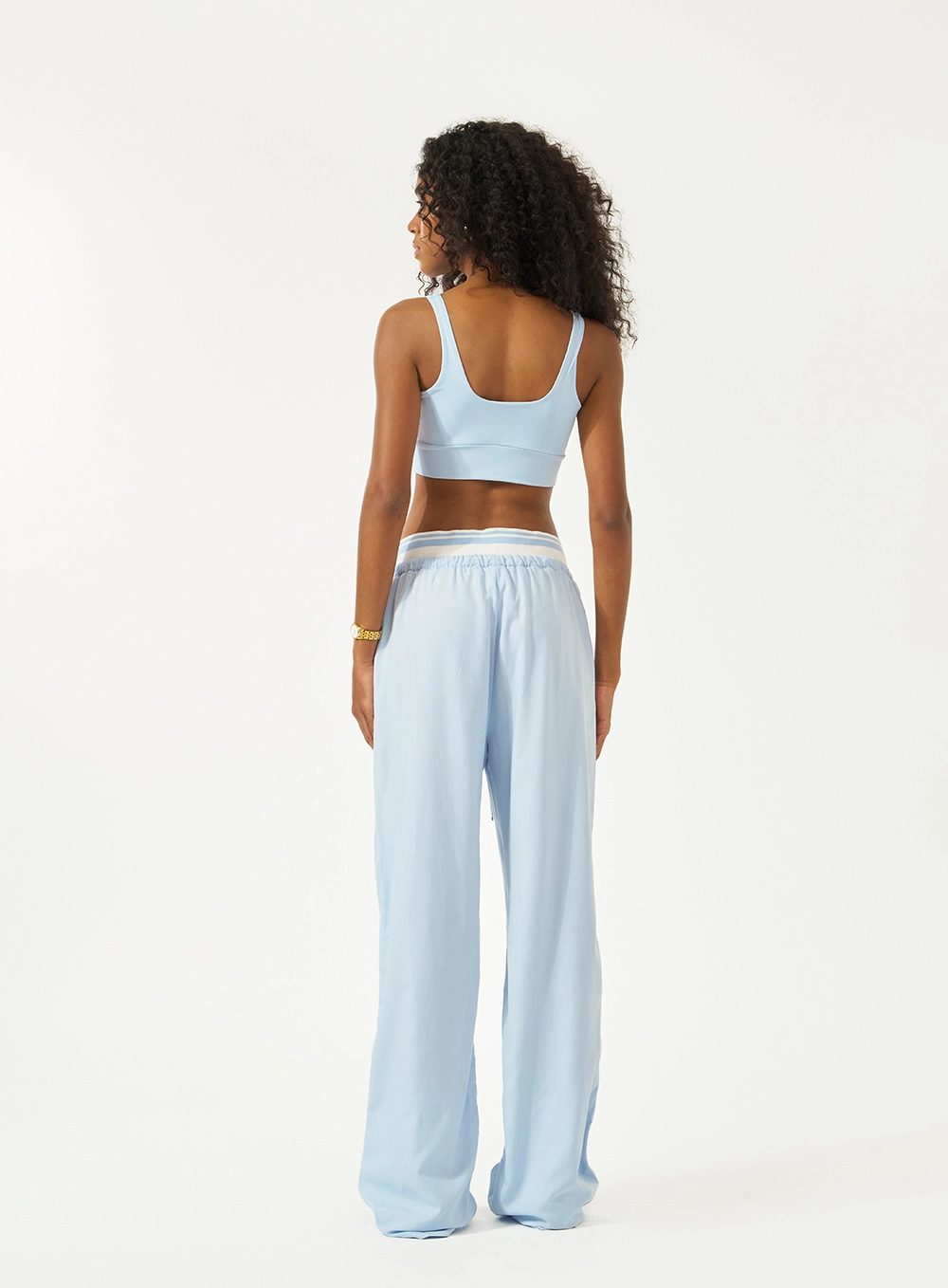 Calça Wide Leg Cós Elástico Azul