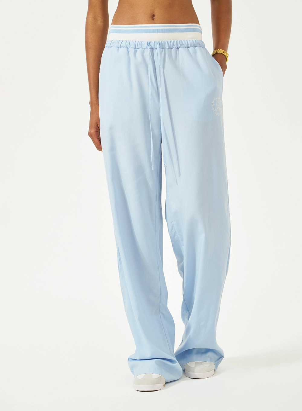 Calça Wide Leg Cós Elástico Azul
