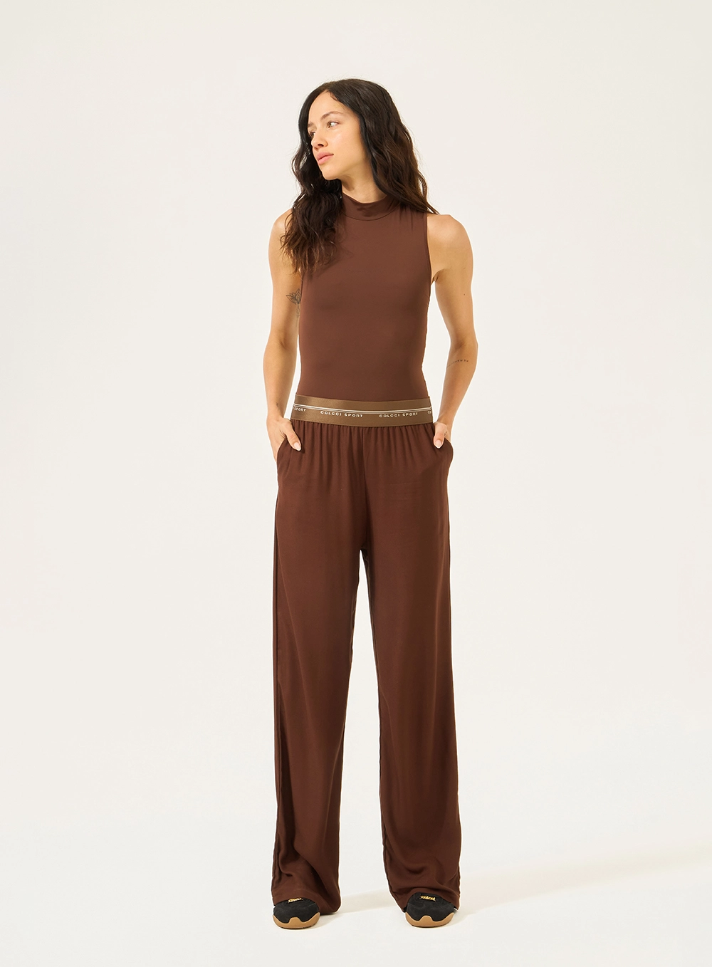 Calça Comfort Cós Com Elástico Marrom