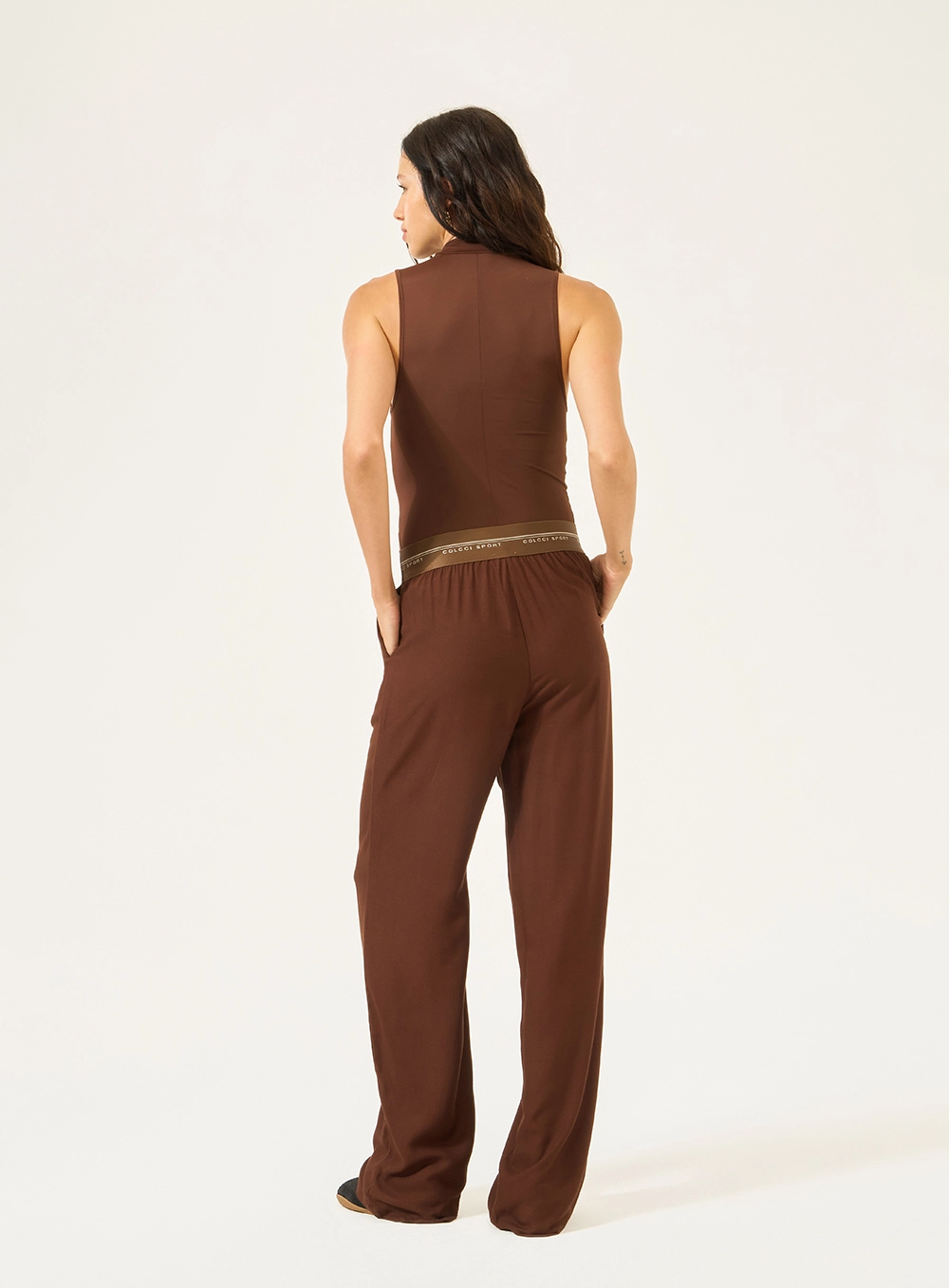 Calça Comfort Cós Com Elástico Marrom