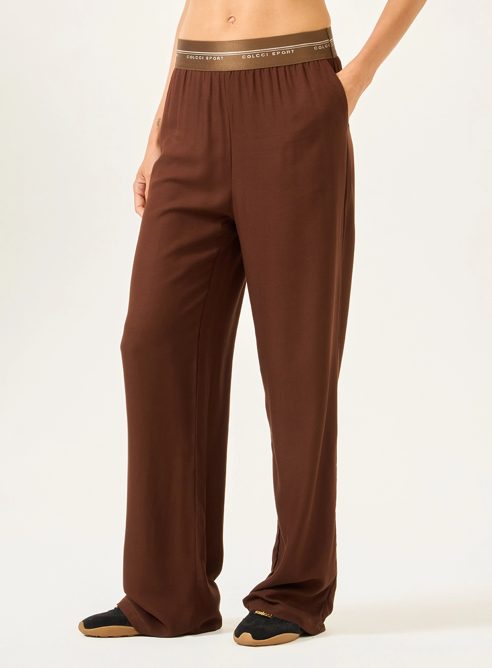 Calça Comfort Cós Com Elástico Marrom
