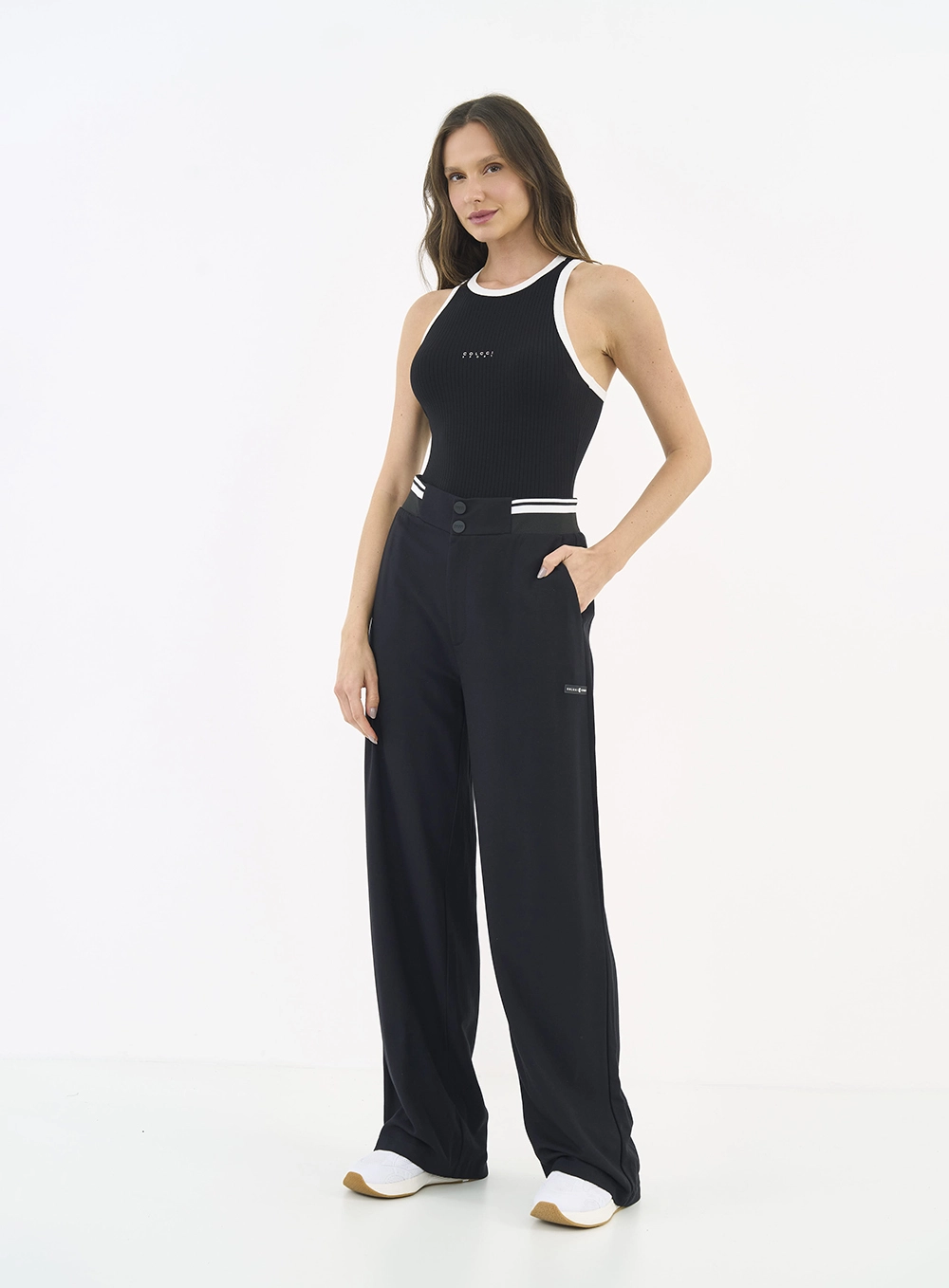 Calça Comfort Cós Com Listras Preto