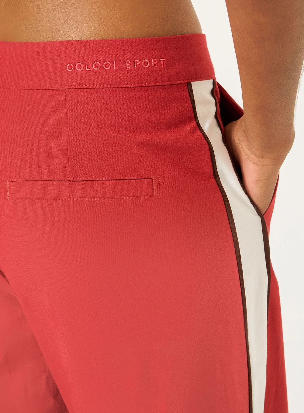 Calça Wide Leg Com Listra Lateral Vermelho