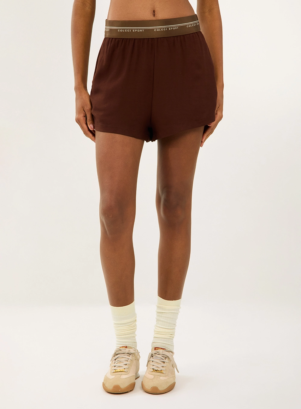 Short Comfort Cós Elástico Marrom