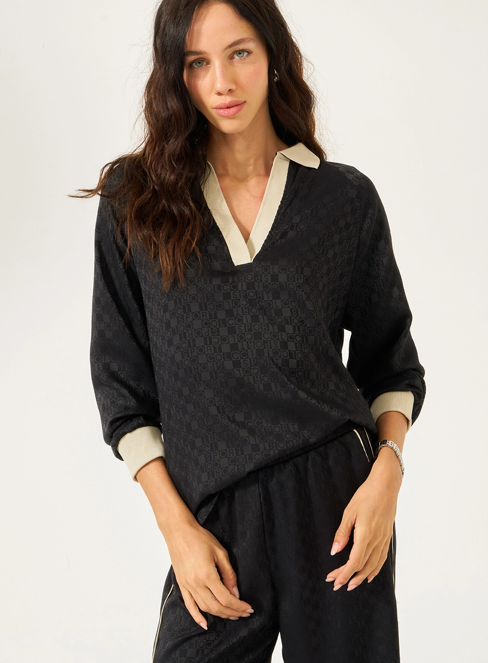Camisa Tecido Plano 1 Feminino Colcci Sport Preto