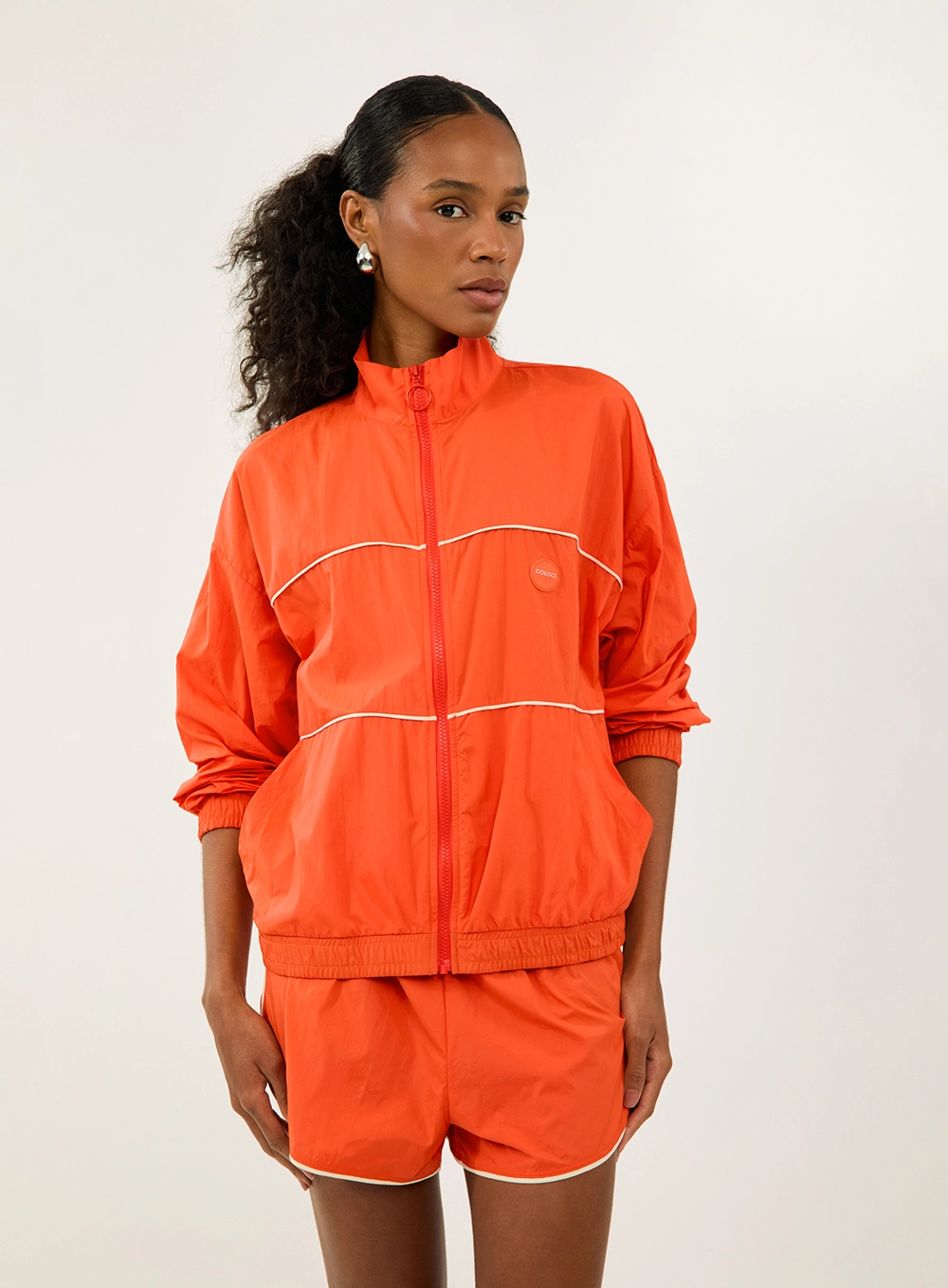 Jaqueta Comfort Esportiva Em Nylon Laranja