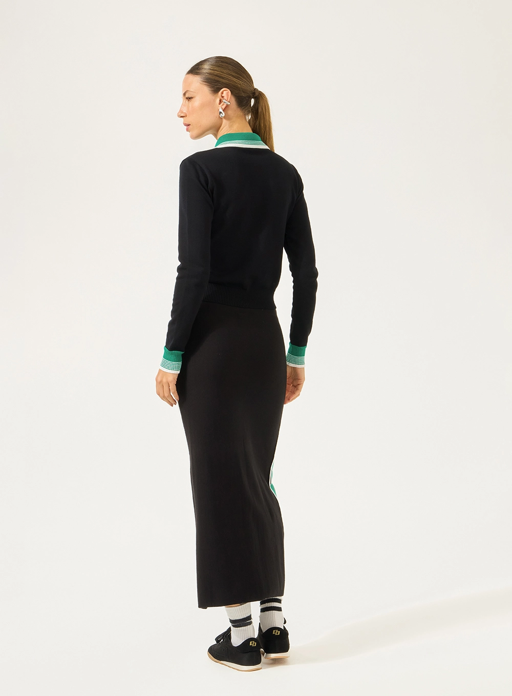 Jaqueta Slim Em Tricô Preto