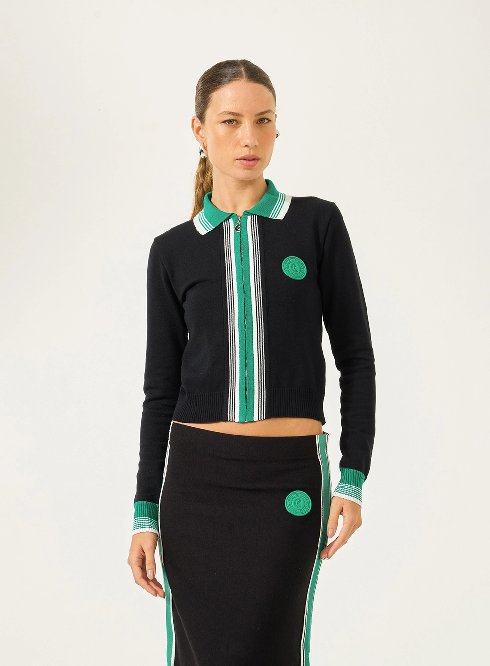 Jaqueta Slim Em Tricô Preto