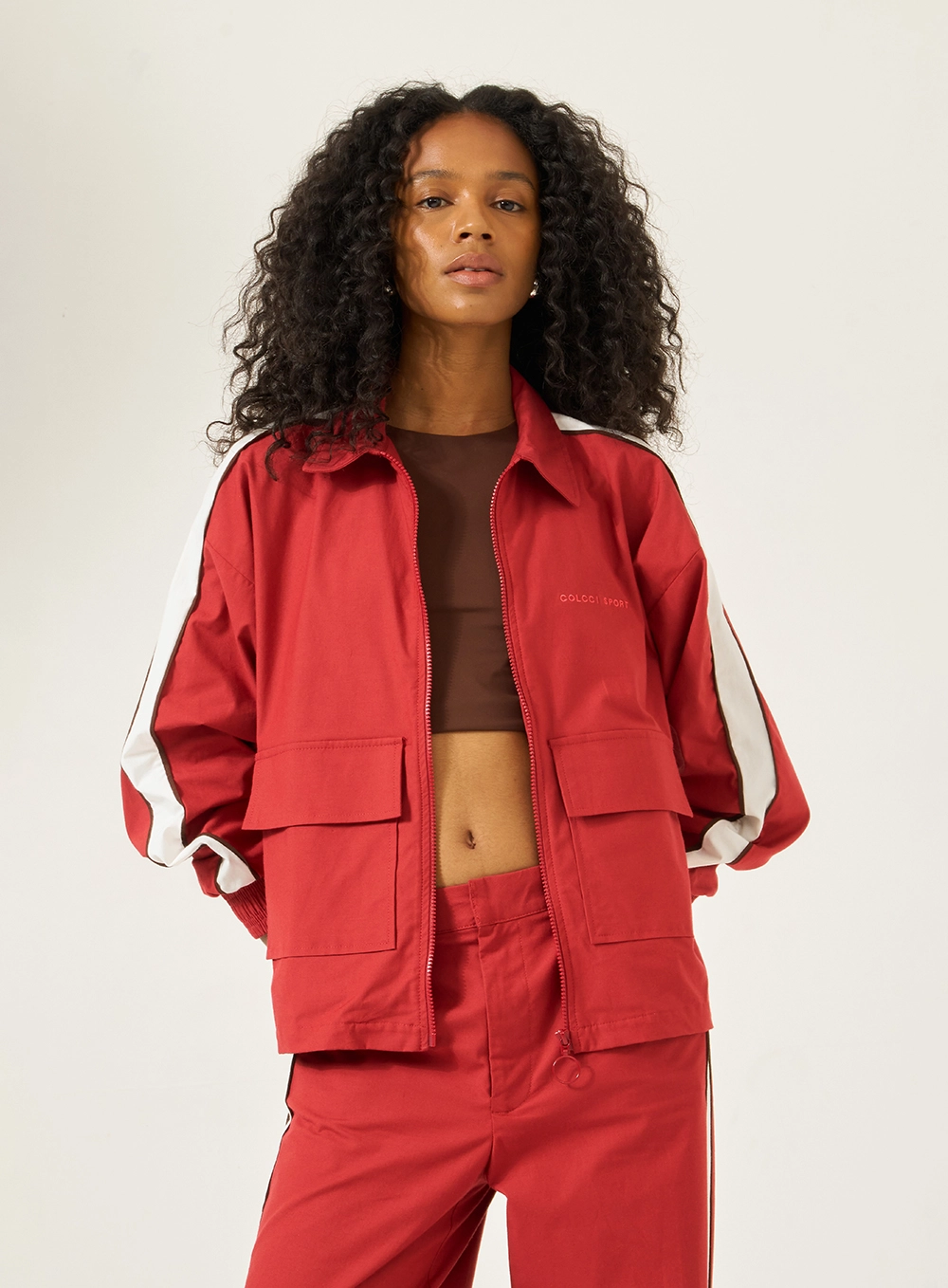Jaqueta Comfort Com Bolsos Utilitários Vermelho