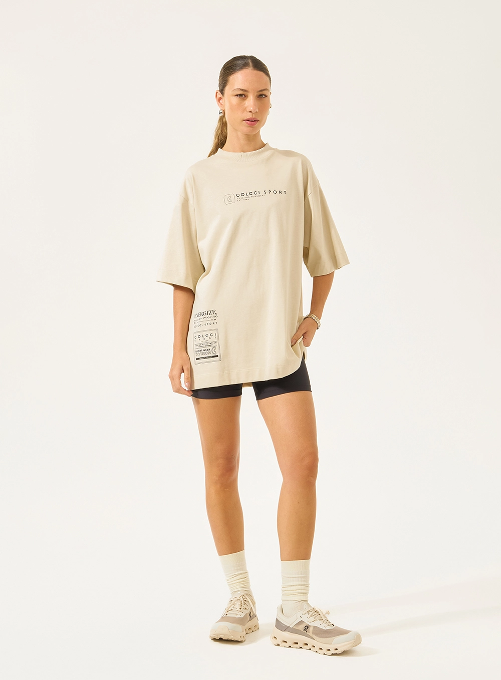 Camiseta Oversized Com Estampa Bege