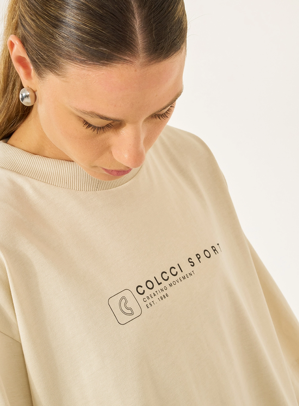 Camiseta Oversized Com Estampa Bege