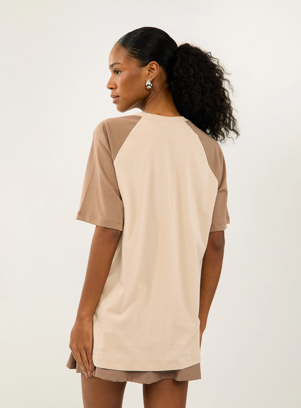 Camiseta Loose Bicolor Bege