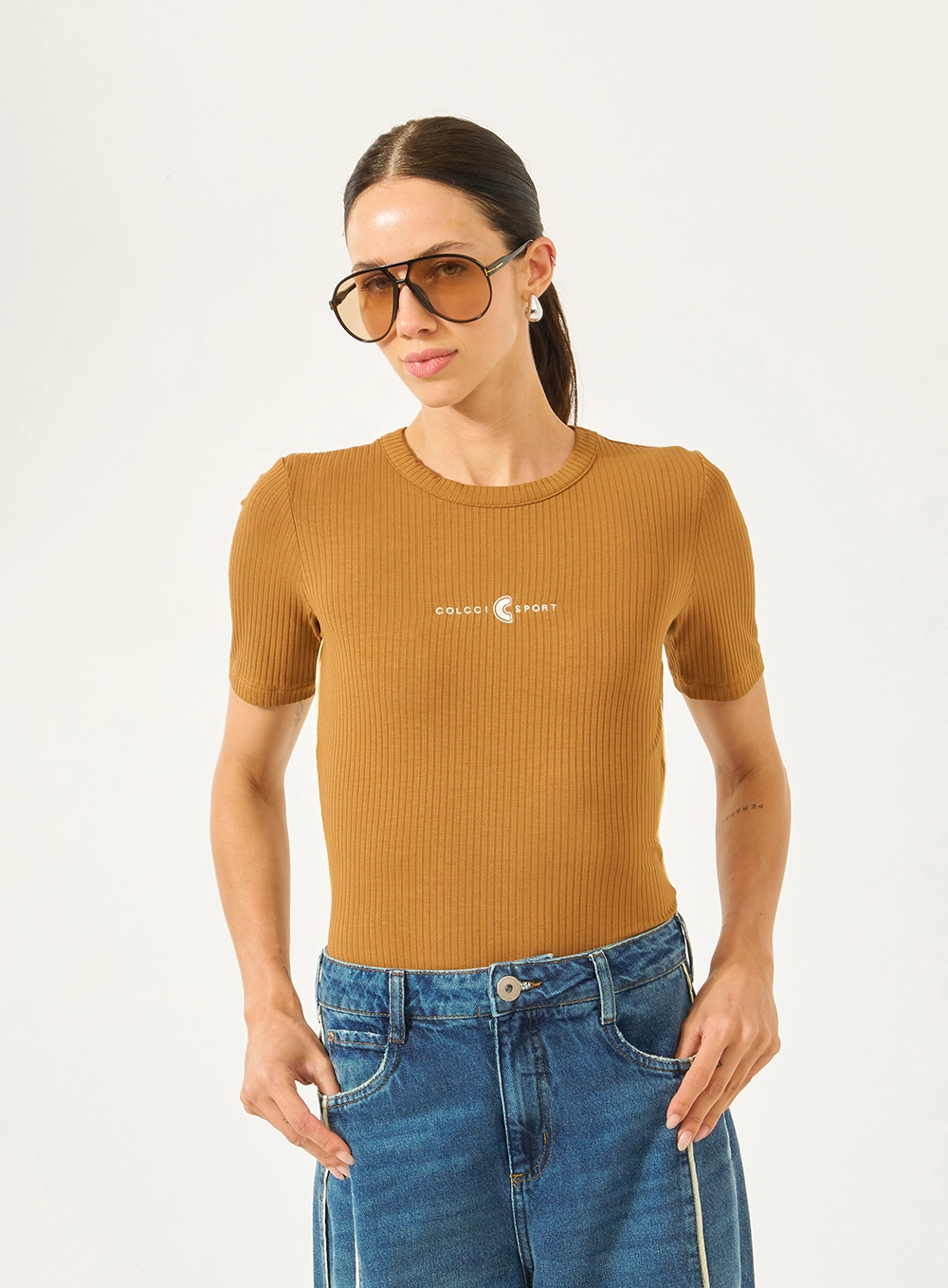 Blusa Slim Canelada Marrom