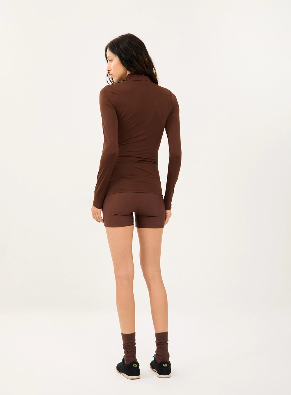 Blusa Slim Manga Longa Marrom