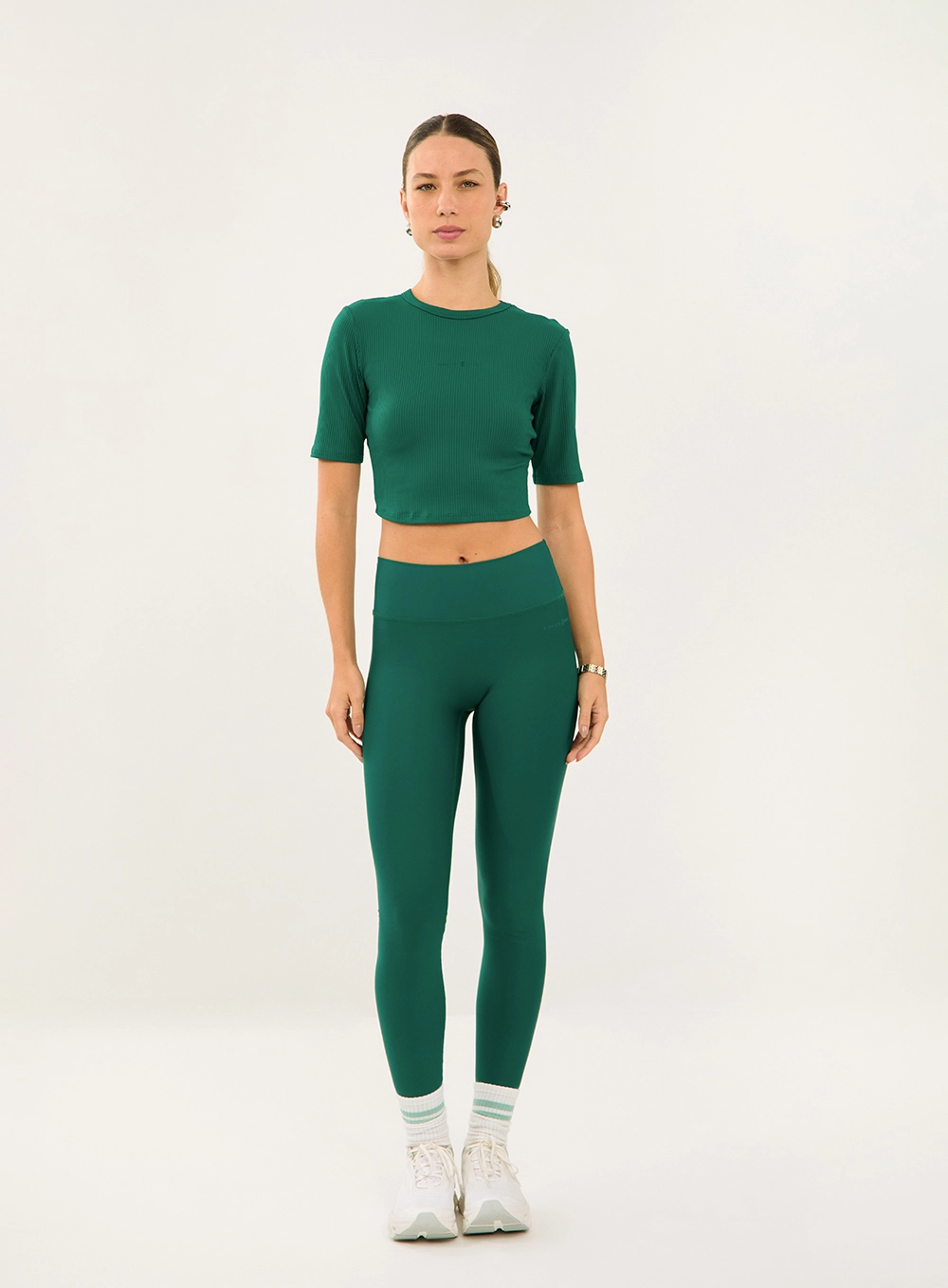 Blusa Justa Canelada Cropped Verde