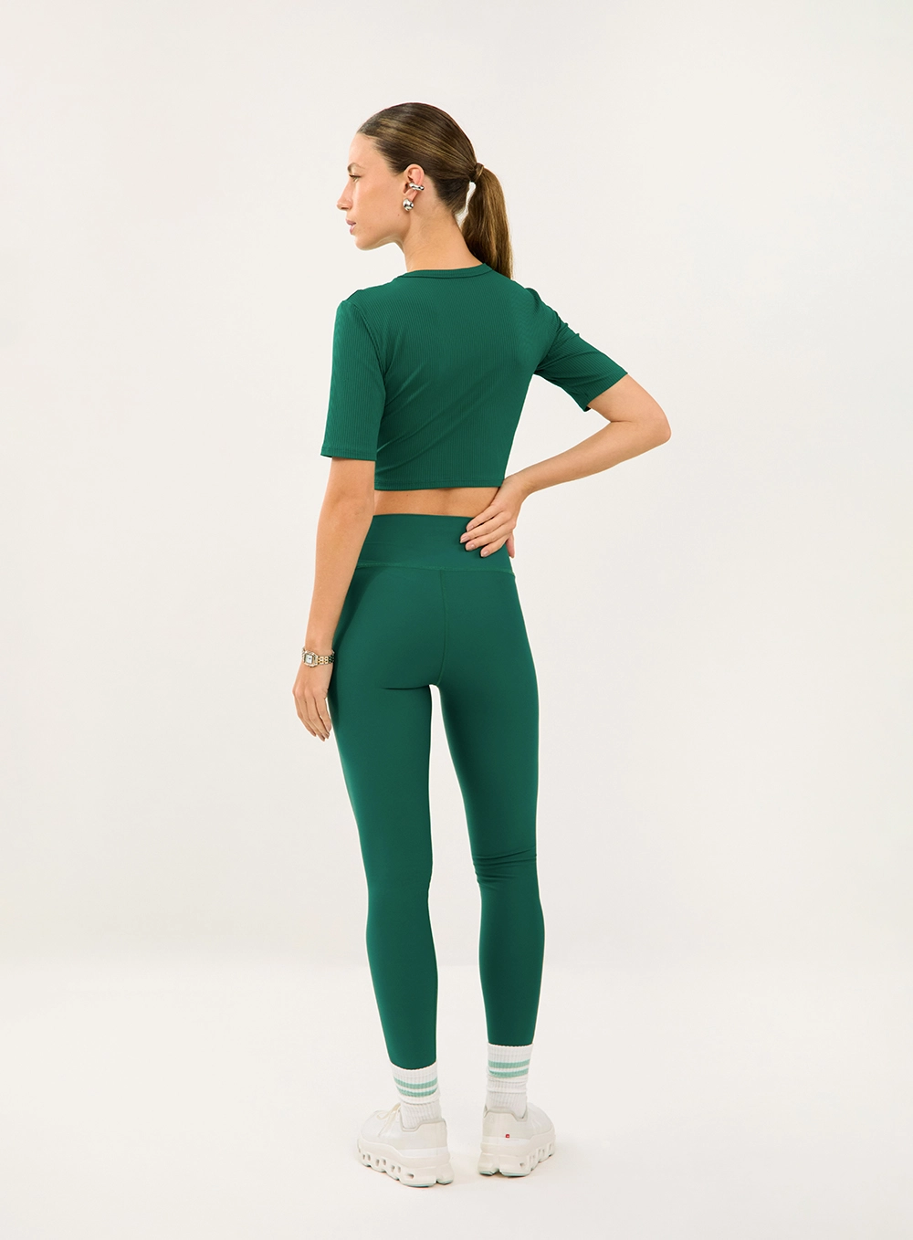 Blusa Justa Canelada Cropped Verde