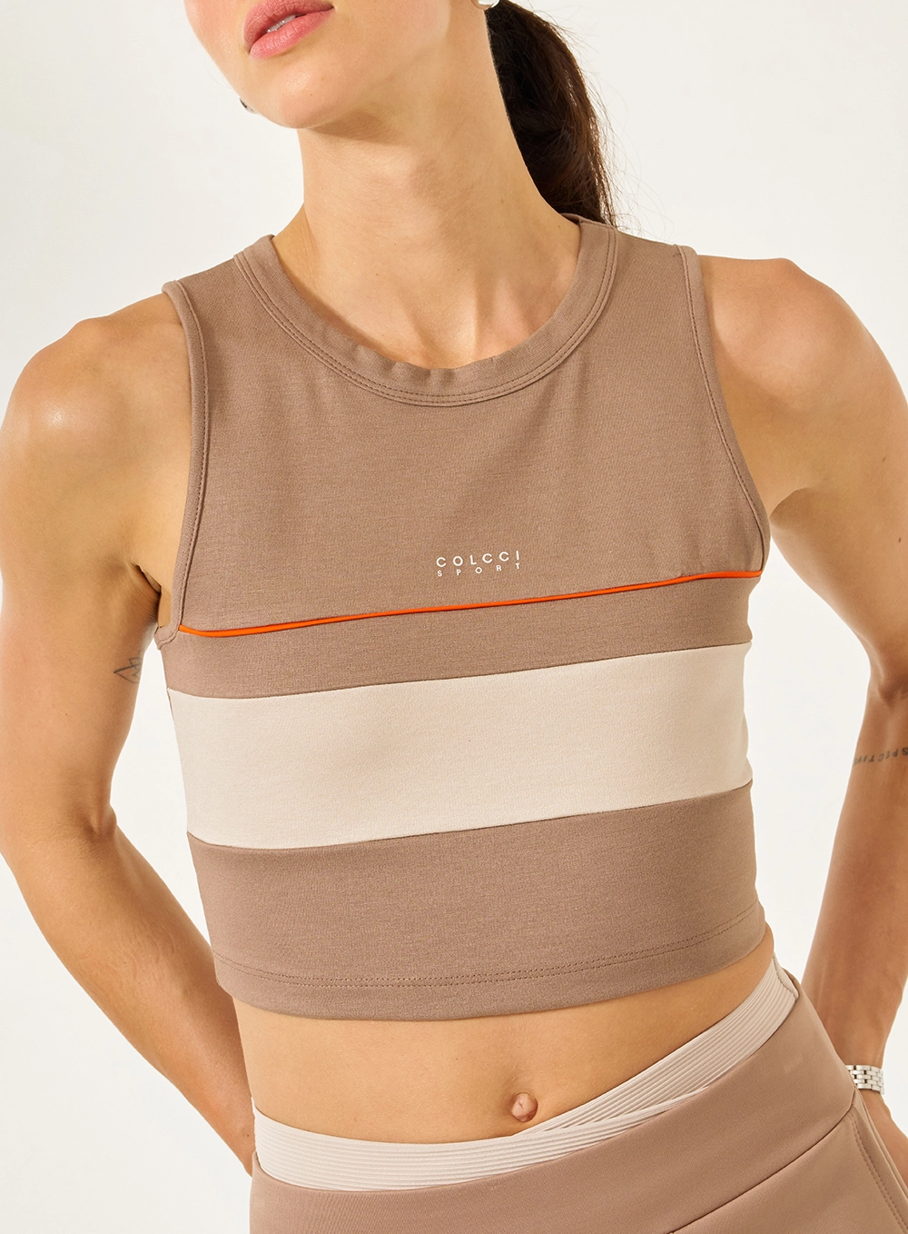 Blusa Slim Com Faixa Marrom