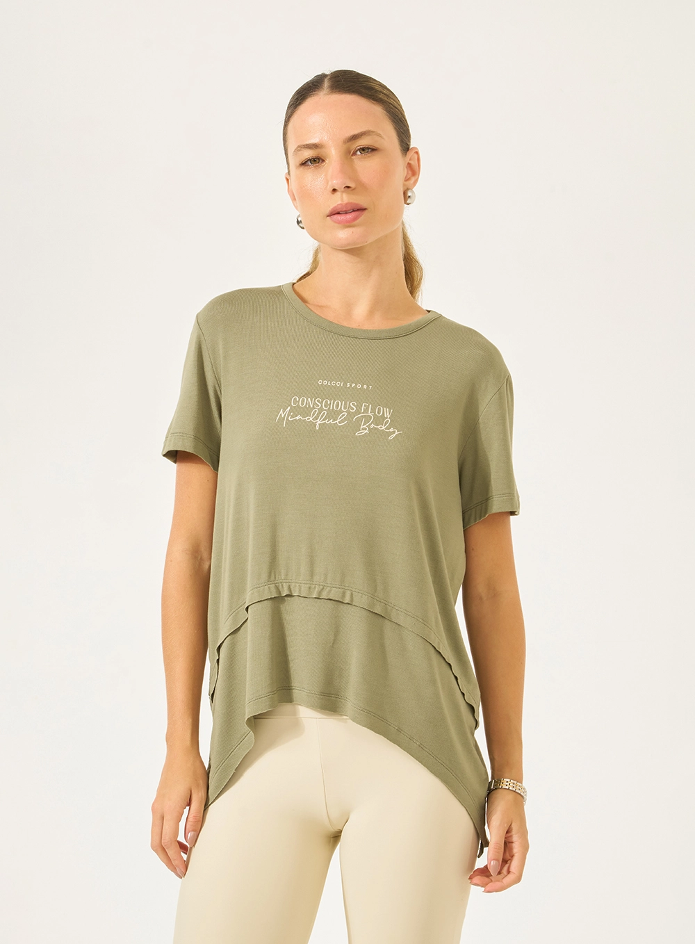 Blusa Comfy Em Camadas Verde