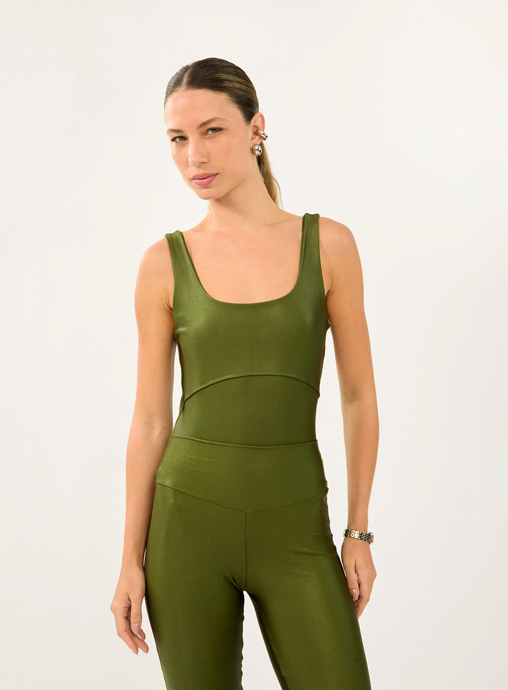 Regata Slim Acetinada Verde