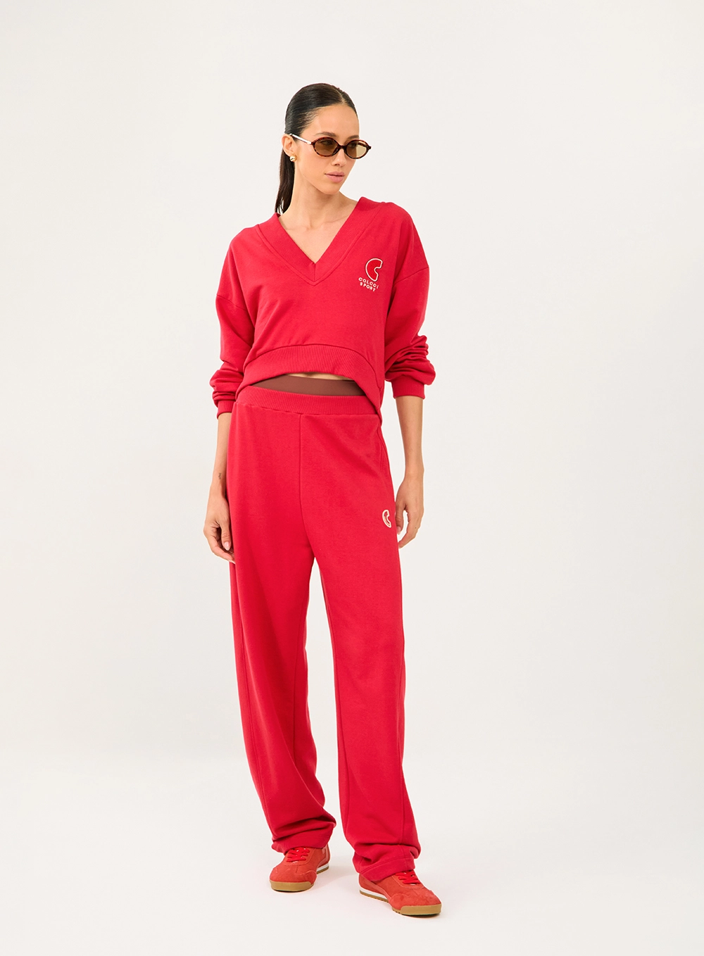 Blusão Comfort Encurtada Gola V Vermelho