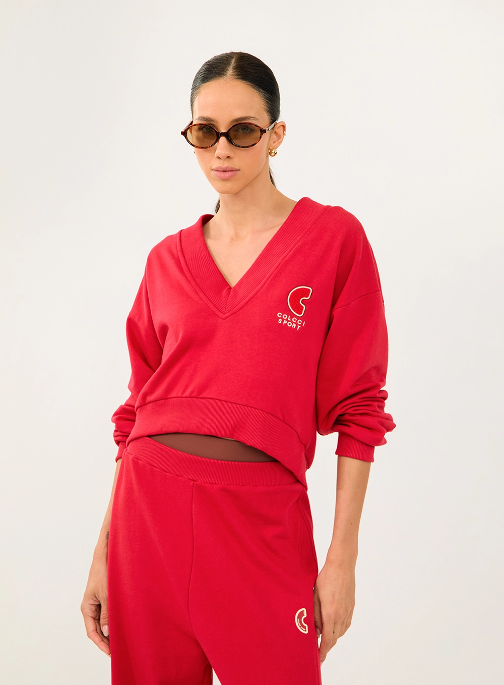 Blusão Comfort Encurtada Gola V Vermelho
