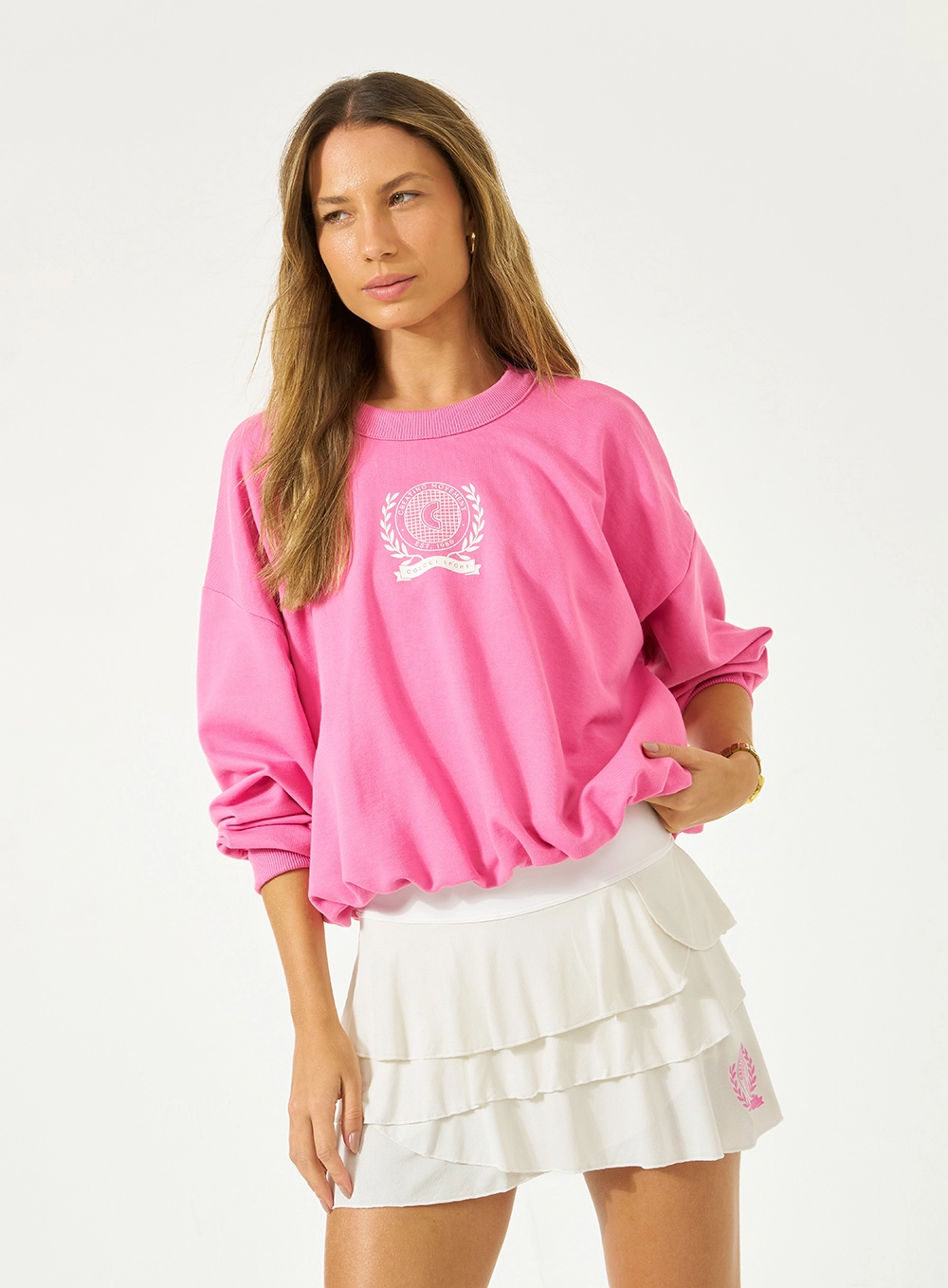 Blusão Moletom Comfort Cós Elástico Rosa