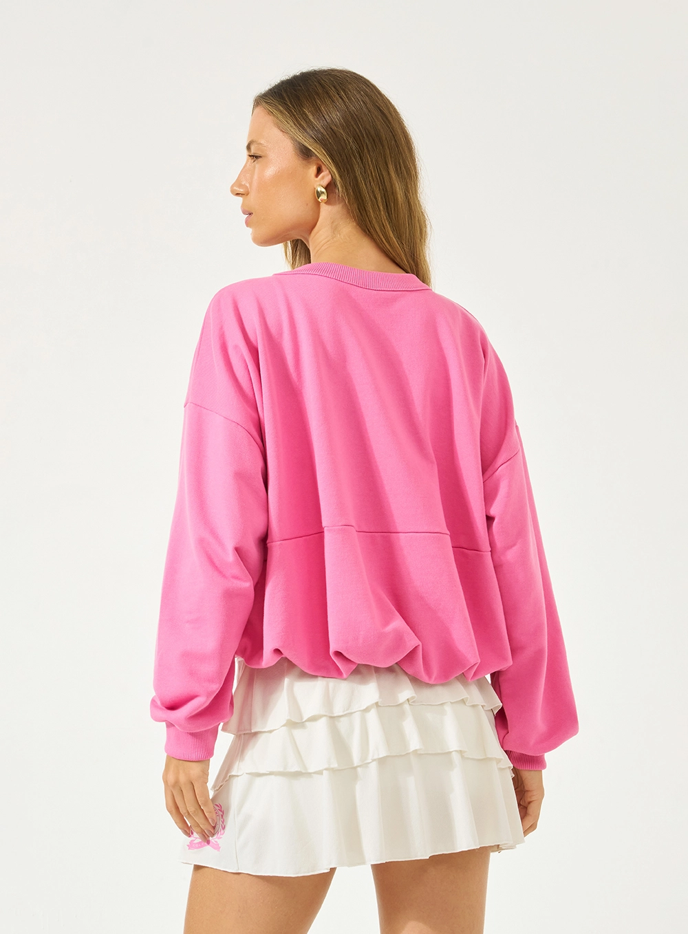 Blusão Moletom Comfort Cós Elástico Rosa