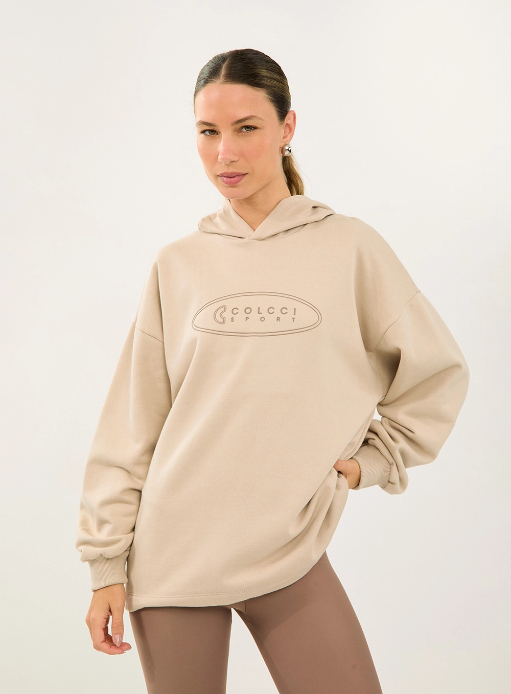 Blusão Moletom Com Capuz Comfort Bege