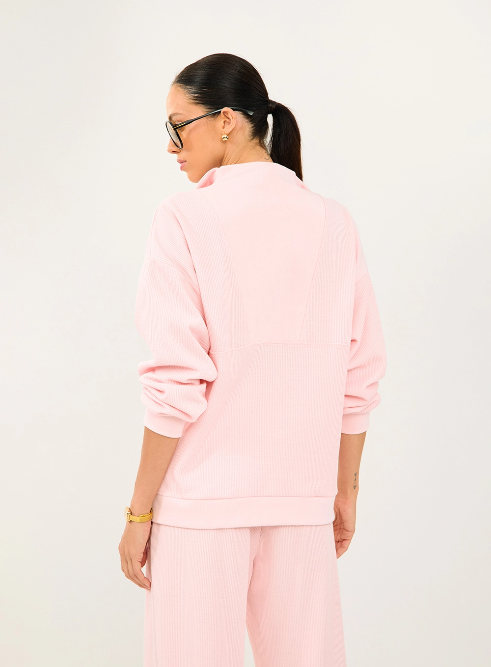 Blusão Comfy Gola Alta Rosa