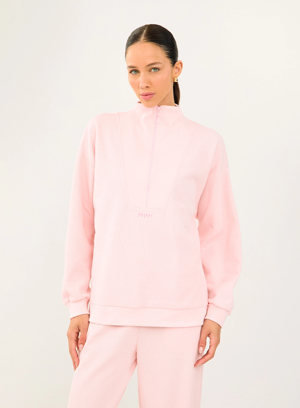 Blusão Comfy Gola Alta Rosa
