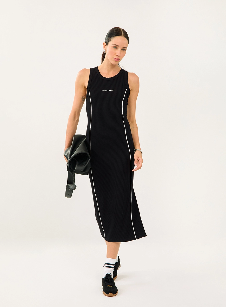 Vestido Midi Canelado Slim