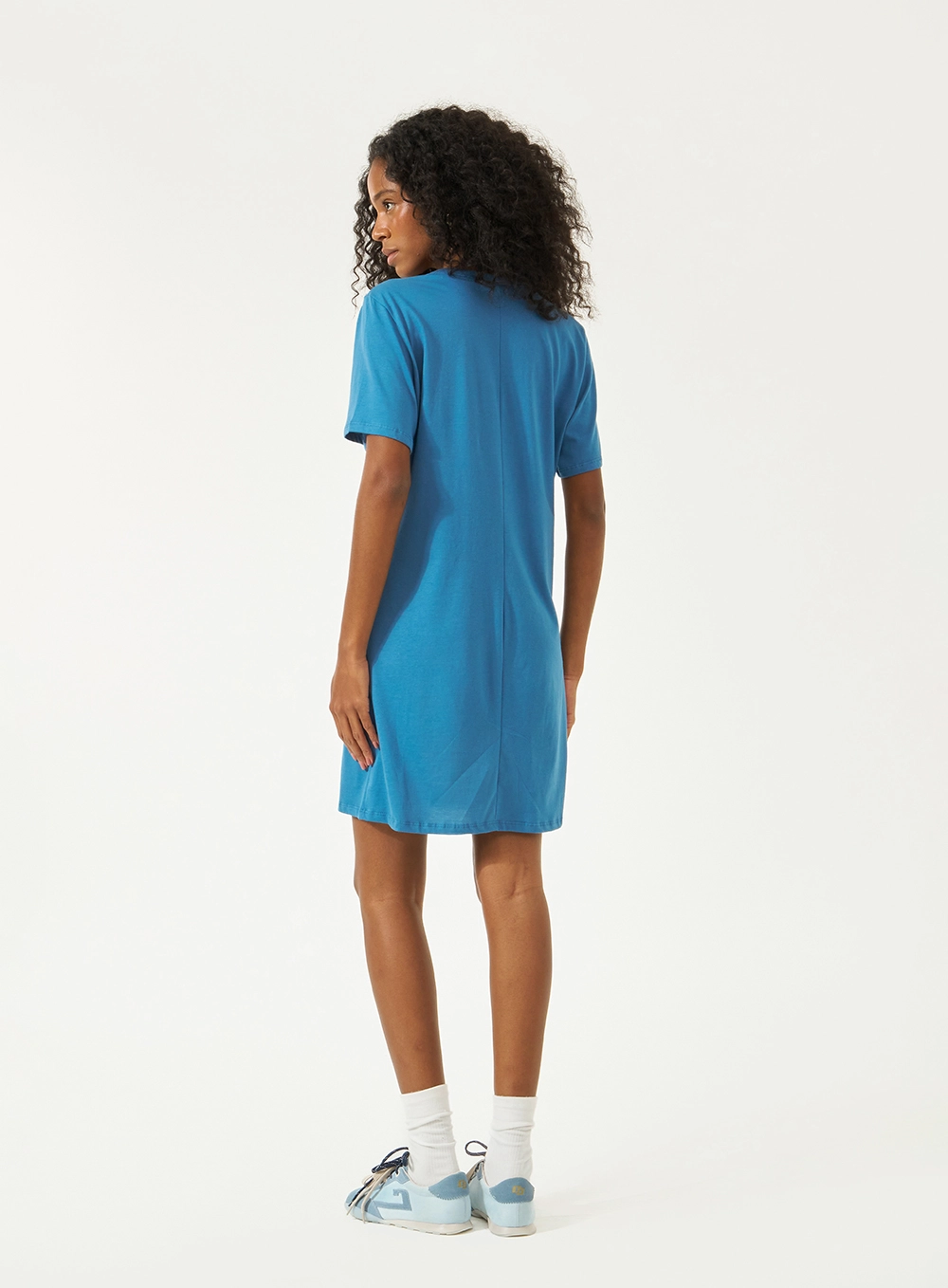 Vestido T-shirt Com Estampa Alto Relevo Azul